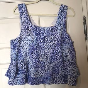 REBECCA TAYLOR Blue cheetah top